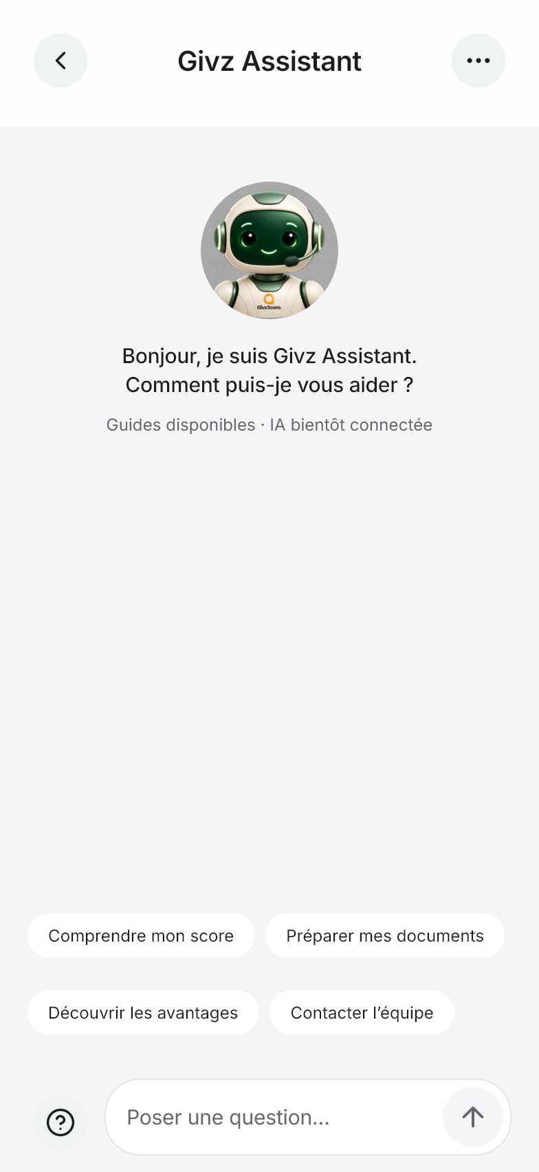 Interface Givz Score : assistant