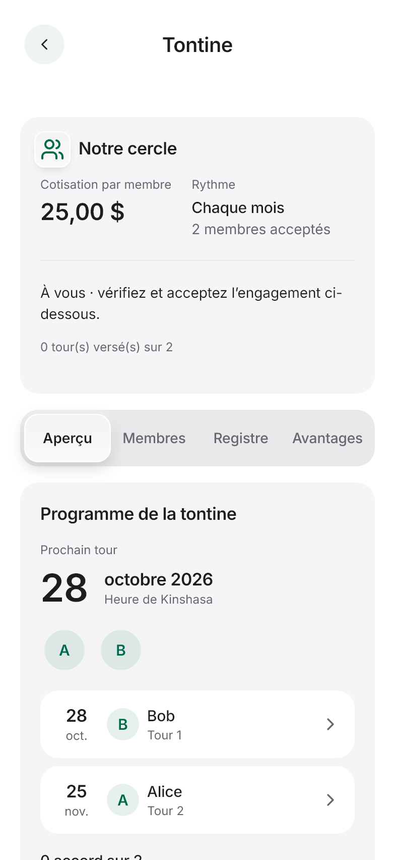 Interface Givz Score : circle