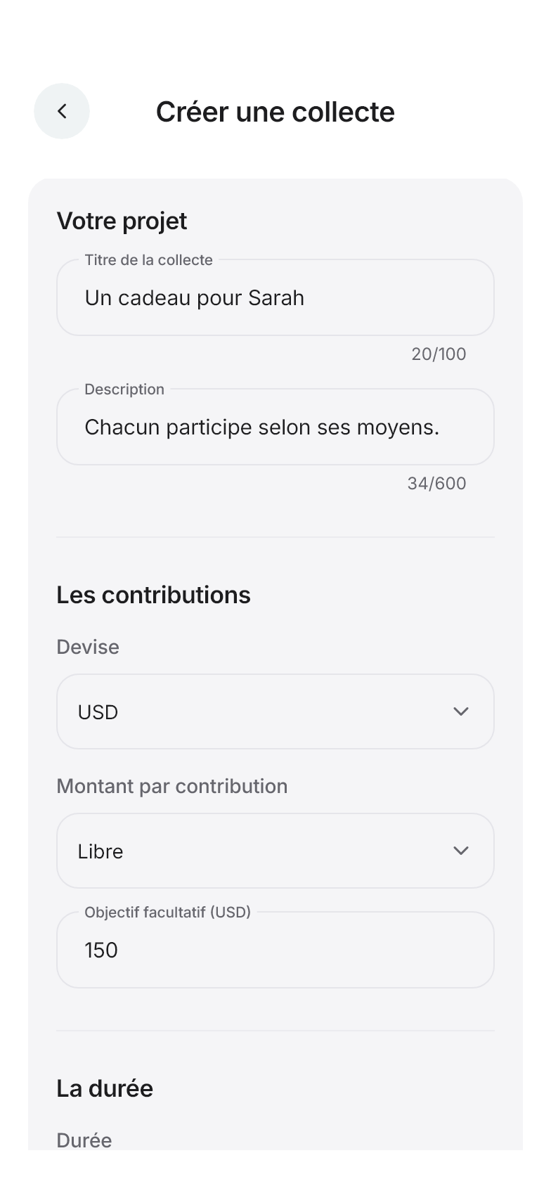 Interface Givz Score : collection-create