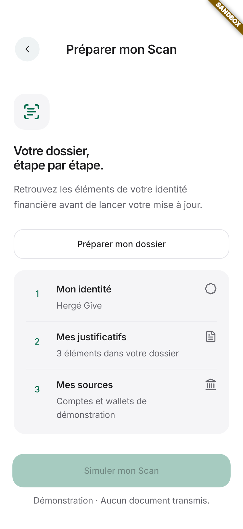 Interface Givz Score : scan